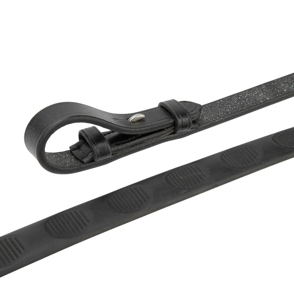 image 1 of Velociti Gara Pulse Grip Leather Horse Reins | Black | Black | 61in x 0.6in | 1